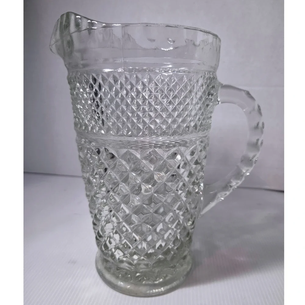 Vintage Anchor Hocking Wexford 64 Oz Clear Glass Pitcher Diamond Pattern